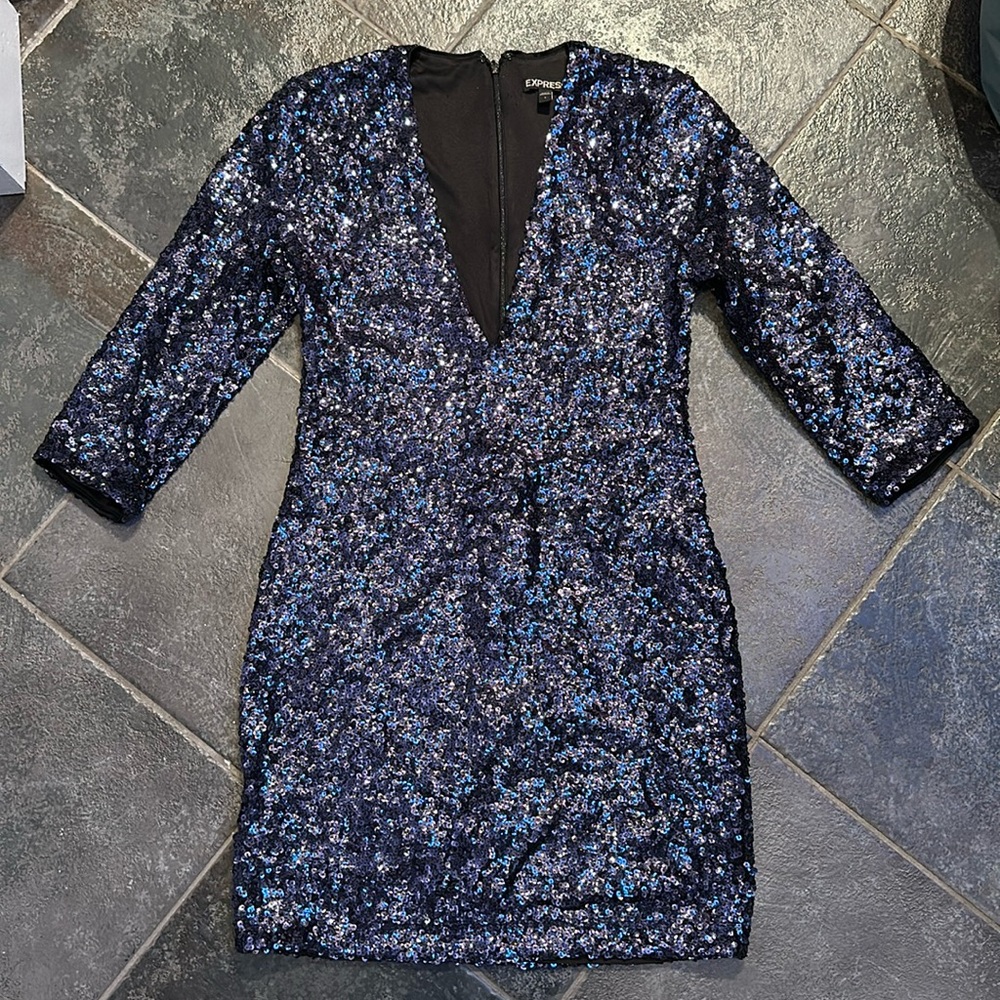 Blue Sequin mini dress